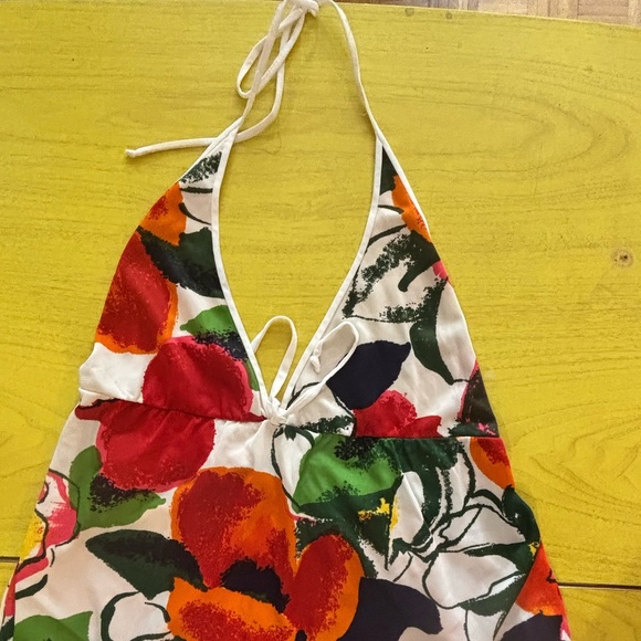 1970s vintage floral halter dress - Picture 2 of 8